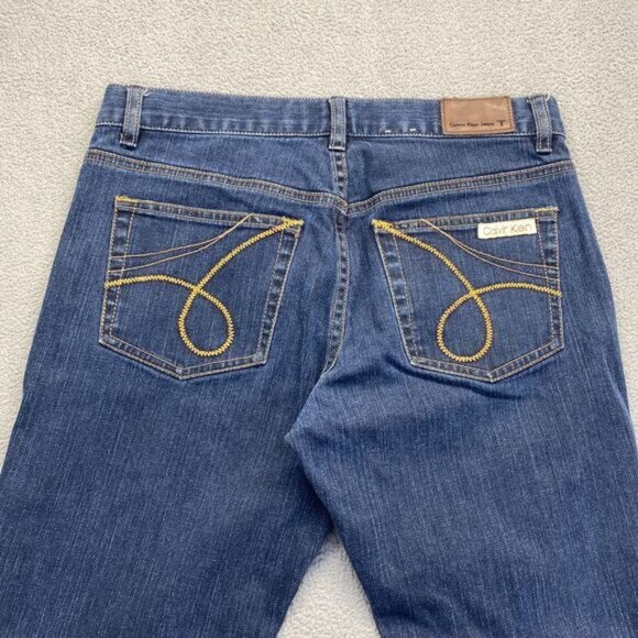 Calvin Klein Women Boot Button Dark Wash Cotton Denim Jeans Size 4 - Picture 7 of 12